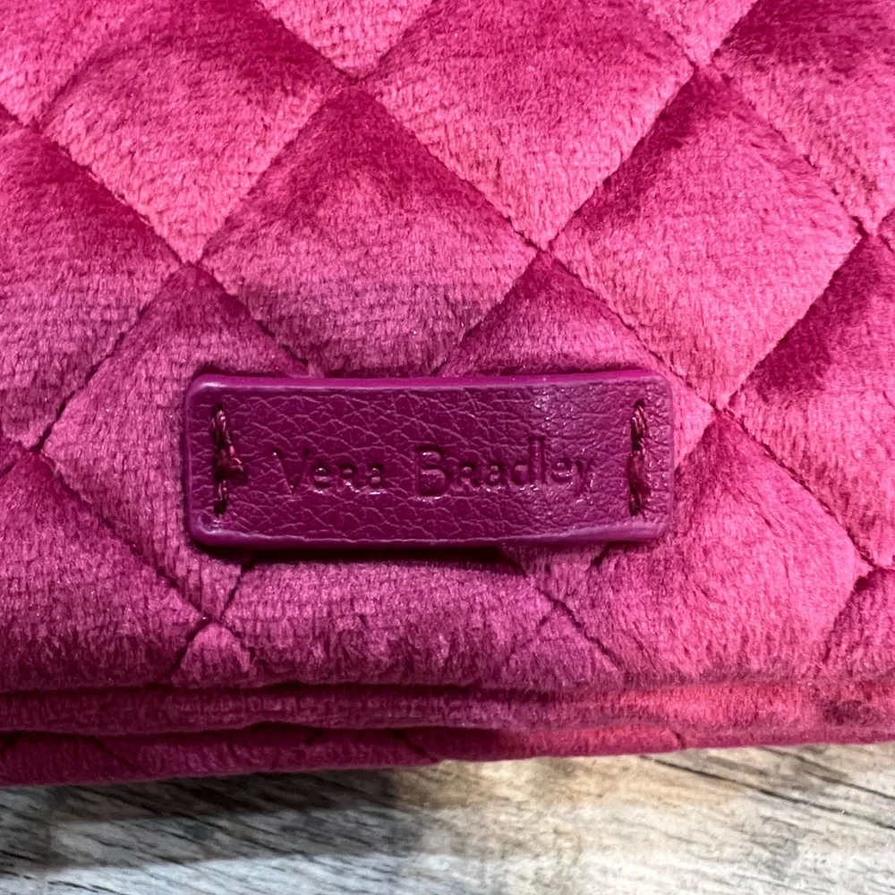 Vera Bradley Quilted Velvet Cosmetic Bag in Raspberry